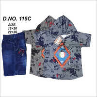 Boys Fancy Jeans T-Shirt And Shorts Set