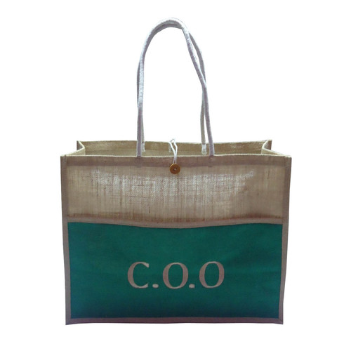 PP Laminated Jute Tote Bag With Front Pocket