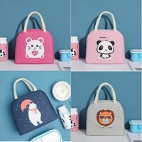 Cartoon Printed Thermal Insulated Lunch Box - Canvas, 21.5 X 12 X 19 Cm | Random Colors, Customizable Design And Size, Heat Seal Handle