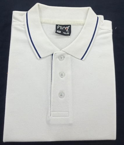 Mens White Royal Blue Tipping Polo T-shirts - Age Group: Adult