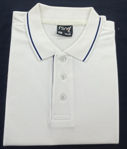 Cotton White Royal Blue Tipping 250 Gsm Mens Polo T-Shirts at Best ...