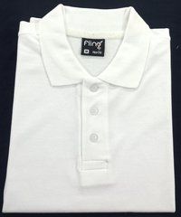 Mens White Plain Polo T-Shirts