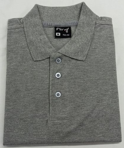 Mens Gray Melange Polo T-Shirts