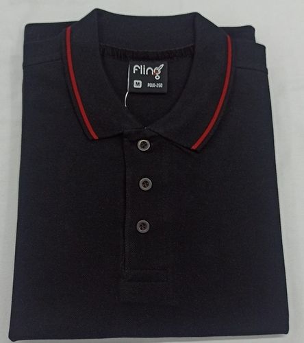 Mens Black Red Tipping Polo T-Shirts