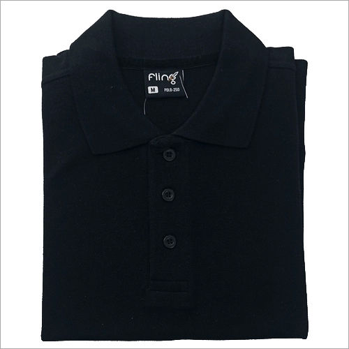 Mens Black Plain Polo T-Shirts