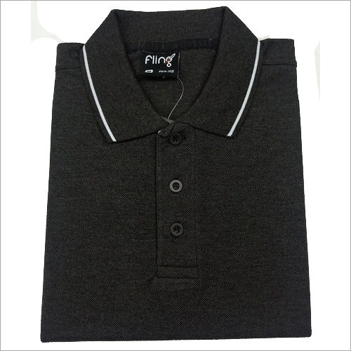 Mens Black Melange Polo T-Shirt