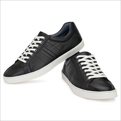 Dry Cleaning Men Black Leather Sneakers