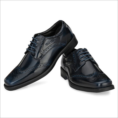 Men Black/Navy Brush Off Leather Brogue Shoes