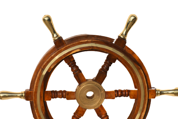 15 Inch Wooden Ship Wheel with Brass Handle and Ring