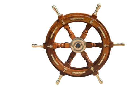 15 Inch Wooden Ship Wheel with Brass Handle and Anchor