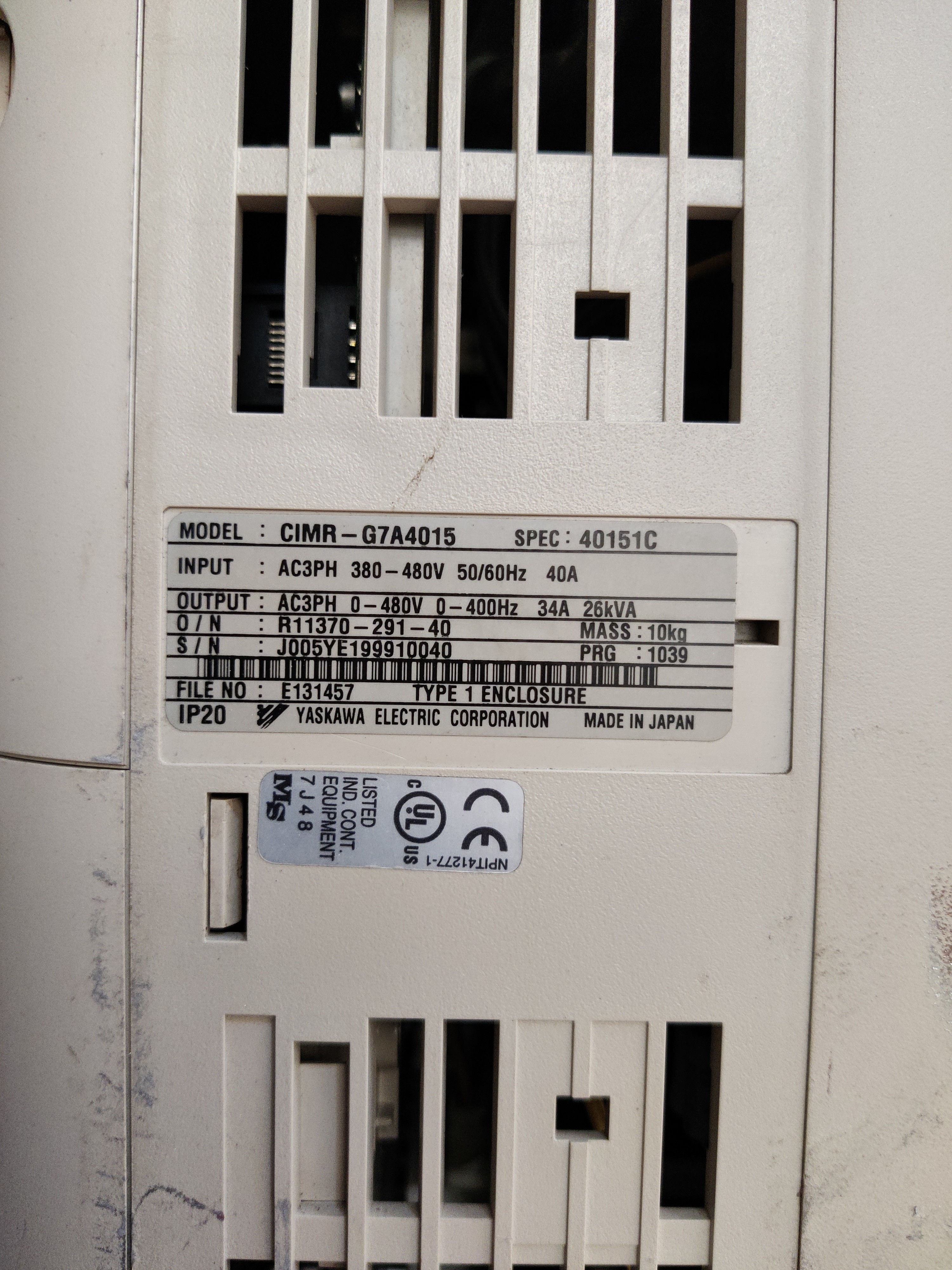 YASKAWA 20 HP AC Drive