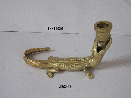 Aluminum Candle Holder Antique Brass Finish Crocodile