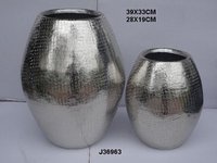 Hammered Aluminum Floor Vase and Pot