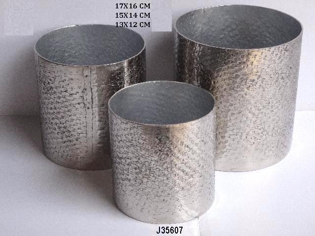 Hammered Aluminum Floor Vase and Pot