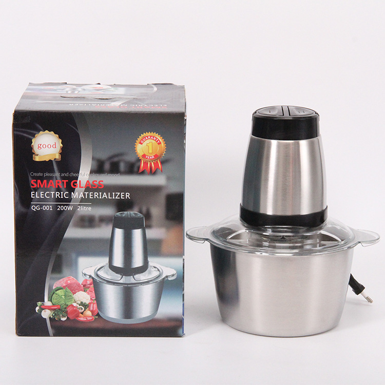 Popular 2L Stainless Steel Electric Home Use Garlic Onion Vegetable Food Grinder Electrical Mini Meat Chopper