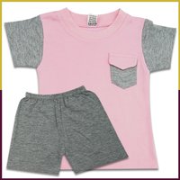 Sumix Orange Baby Round Neck T-Shirt And Shorts