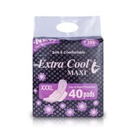 320 Mm Sanitary Napkin Extra Cool - Cotton Material, 40-Piece Pack | Extra Cool Black, High Absorption, Soft Comfort for Everyday Use