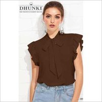 Ladies Designer Tops - Heavy Georgette, Length 25 Inch, Size M(38) & Xl(42), Designer Sleeves, Beaded Pattern, Available In 3 Colors 