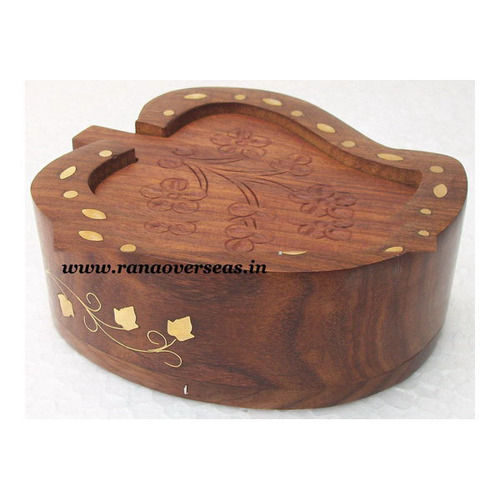 Wooden Mango Shape Carved Coaster Set