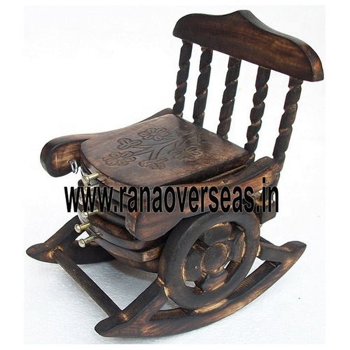 Wooden Carved Rocking Chair Coaster Set