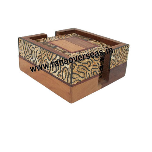 Wood Wooden Square Shape Tea Coaster Set