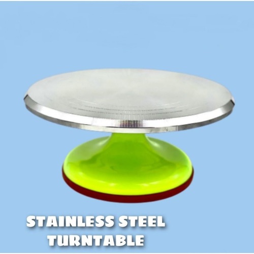 Stainless Steel Turntable - 31x12.5 Cm | Ideal for Cake Decoration, Kitchen Use, Lightweight Design