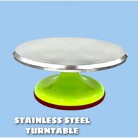 Stainless Steel Turntable - 31x12.5 Cm | Ideal For Cake Decoration, Kitchen Use, Lightweight Design