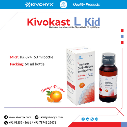 60 Ml Levocetirizine Dihydrochloride And Montelukast Syrup General Medicines
