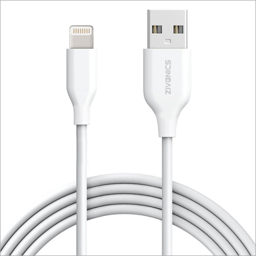 I Phone Data Cables - Thermo Plastic Elastomer, White Color | 1-Year Warranty, Flip Design, Laptop + Mobile Connectors