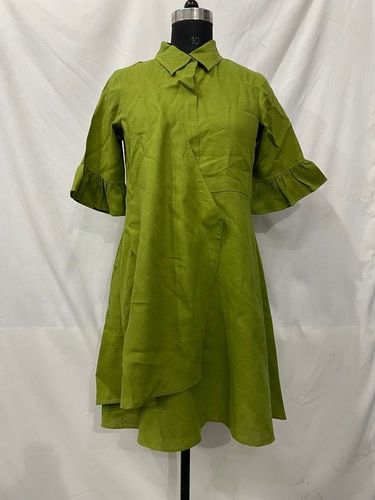 Linen Olive Green Dress