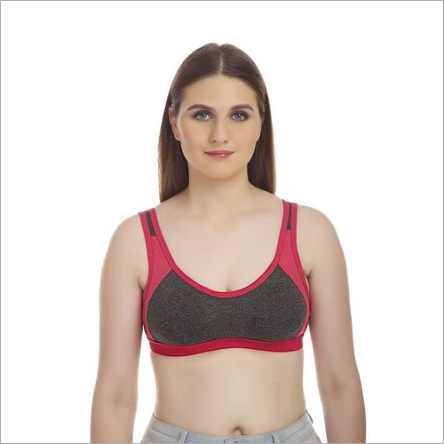 Dezire Ladies Sports Bra - Cotton Elastane, S-XL, Gray | Comfort, Support, Breathability, Moisture-Wicking, Flexibility, Style, Durability