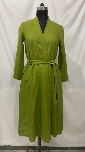 Olive Green Linen Dress