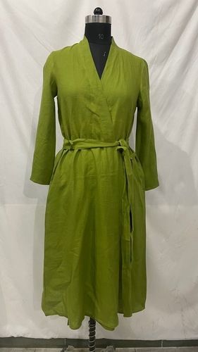 Olive Green Linen Dress