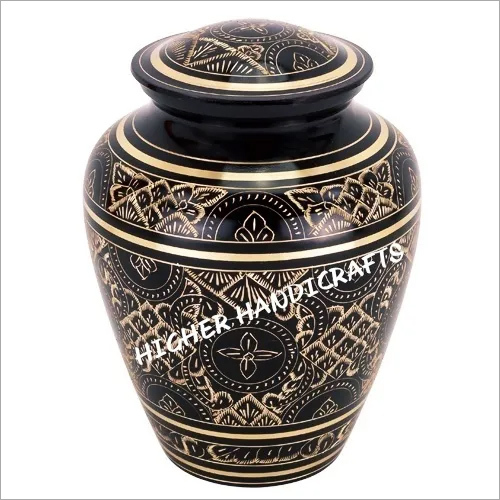 Black & Golden Brass Cremation Urn