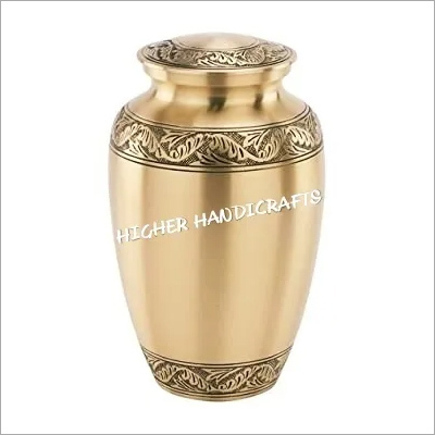 Classic Laurel Gold Engraved Brass Urn