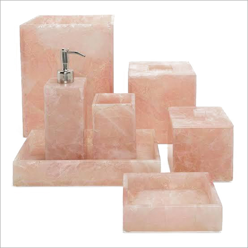 Rose Quartz Bathroom Accessories - Rectangular Design | Elegant Aesthetic, Durable Material, Versatile Utility for Modern Bathrooms
