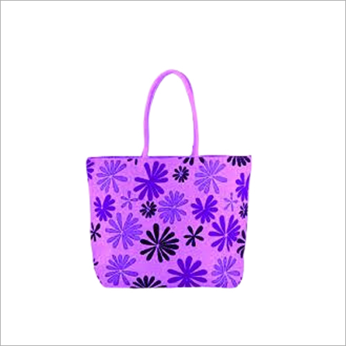 Ladies Jute Handbag - Jute, 14x12x2.5 Inches, Blue | Eco-Friendly, Printed Design, Ideal for Advertising, Gifts, Promotions & Shopping