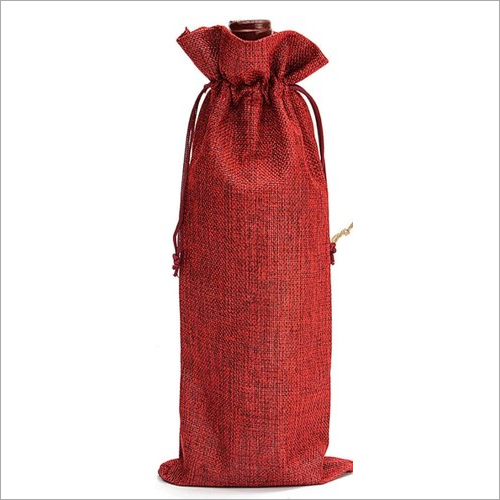 Jute Bottle Bag - Jute Material, 36 x 15 cm Size, Red Color | Eco-Friendly, Customized Design with Logo Options