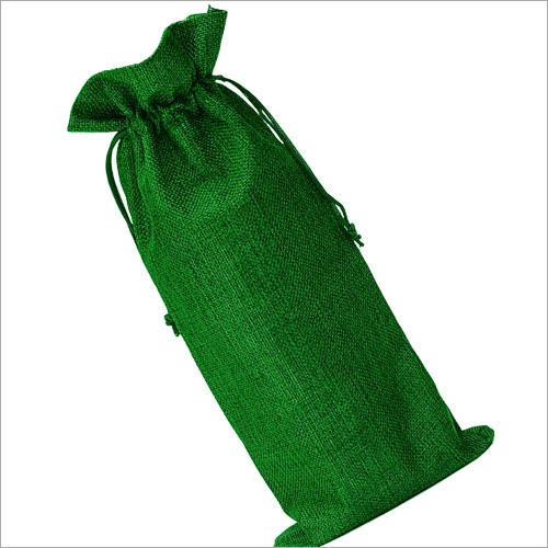 Wiine Bottle Pouches - Jute, 36 X 15 cm, Green | Eco Friendly, Customized Design, Size, Color, Logo Options, Plain Pattern