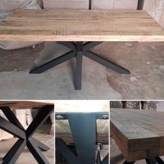Iron And Wooden Dining Table