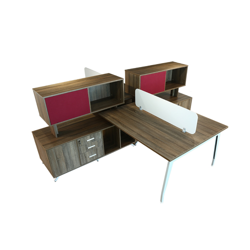 Committee - Four Seater Workstation | 1500mm x 1200mm, Sonama Oak Shade & Munshell Grey, 25mm Thick Worktop, Modern Office Design, 1-Year Warranty, 3 Drawer Storage Units