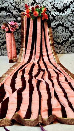 Designer Moss Fabric Blouse With Designer Zari Sparkle Printed Saree