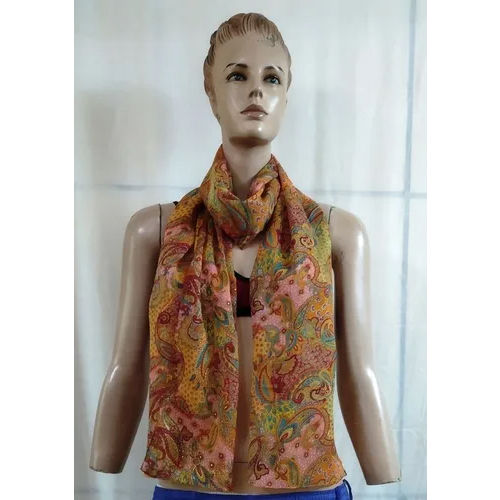 Chiffon with Gold print Scarves