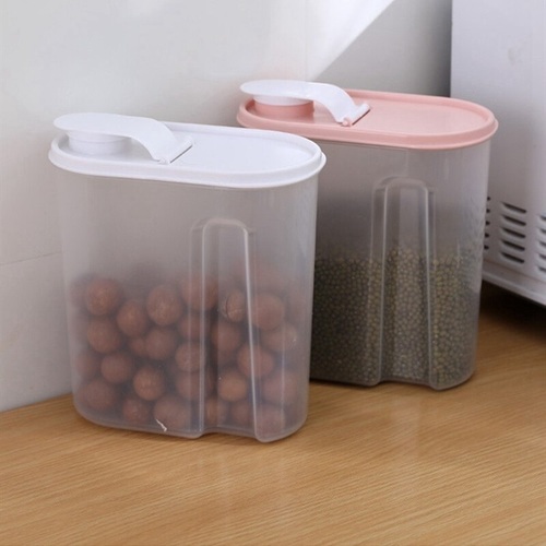 2600 Ml Plastic Cereal Dispenser - Plastic Material, 19x11x21.5 Cm Size | Versatile Kitchen Storage Container with Random Shade