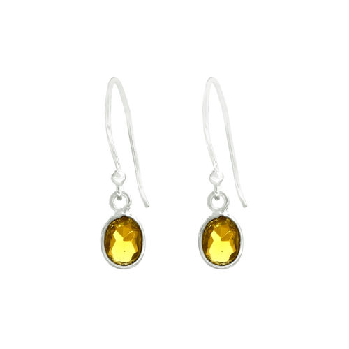 Silvesto India Natural Citrine Quartz Gemstone Earring 925 Sterling Silver Dangle Drop Fashion Earring