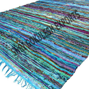 Customized Cotton Chindi Rag Rug Washable Handmade Woven Technics Carpets