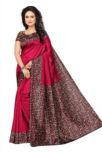 Multy Plain Saree Big Boder Flower Print Silk Saree at Best Price in Surat  | J K Fashion