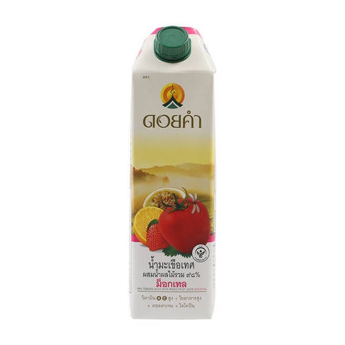 Doi Kham Mocktail, Tomato Juice With Mixed Fruit Juice 98% 1000 Ml. Packaging: Plastic Bottle