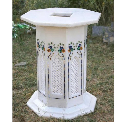 White Marble Inlay Table Stands
