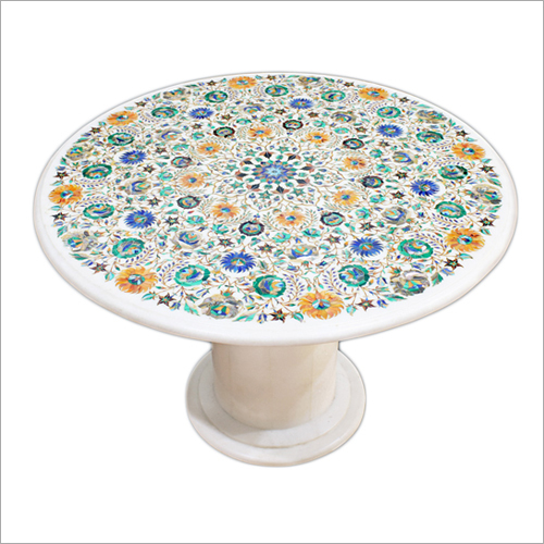 Marble Inlay Round Coffee Table Top